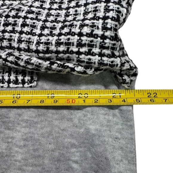 SHEIN- Houndstooth print drop Shoulder Sweatshirt - black / grey - size M - Picture 10 of 12